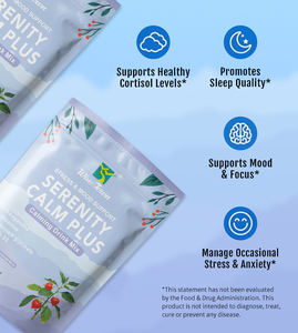 Serenity Calm Plus, Mezcla para Bebida con Ashwagandha, L-teanina, Glicinato de Magnesio, Vitamina D3, Sabor a Limonada de Frambuesa, Suplemento Dietético - Product Image 2
