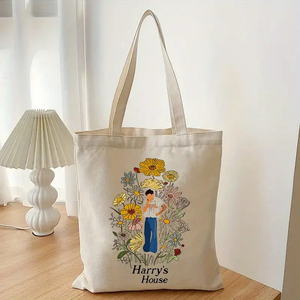Bolso de Hombro Personalizado de Lona con Estampado Personalizado, Bolsa de Compras Reutilizable para Mujer, <span class=keywords><strong>Harry</strong></span>'s House, 1 Unidad - Product Image 4