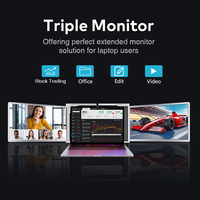 Moniteur portable triple S700 15,6 pouces 1080P IPS USB C pour ordinateur portable, commerce, jeux, bureau, programmation, écran externe