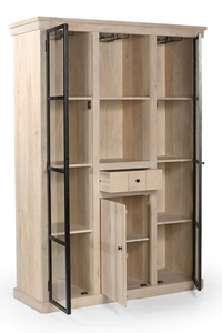 Armario de madera de la mejor calidad con 2 puertas de vidrio, armario grande con acabado blanco TC, material de madera de mango, muebles a precio de mayoreo. - Product Image 5