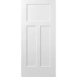 32.X80 in. Weiße 3-Panel-Schütteltür Craftsman Primed Smooth Solid Core Molded Composite MDF Prehung Innen tür