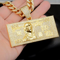 Collier pendentif style européen et américain, motif dollar, polyvalent, vente en gros