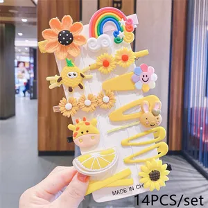 Accessories 14 Pcs/set Cute Child Barrettes Kid Hairgrips Hair Clip Accessories Gift Set Girl Cartoon Pattern Hair Clip Set