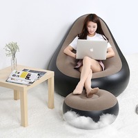 Fauteuil gonflable relaxant en PVC floqué respirant, pliable avec repose-pieds, pour la sieste