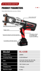 Outil de sertissage <span class=keywords><strong>hydraulique</strong></span> électrique portable HEWLEE Hot HL-630B 18V 20T alimenté par batterie pour <span class=keywords><strong>câble</strong></span> Cu/Al - Product Image 6