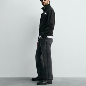 Sudadera con Cierre y Cuello Alto de Forro Polar Suave de 380 g/m² con Estampado Personalizado de Otoño, Sudadera Clásica Negra con Cierre de 1/4 para Hombre - Product Image 3