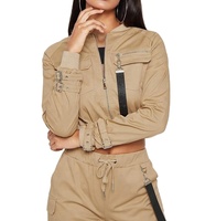 Kliou — survêtement deux pièces en Polyester pour femme, vêtement de Fitness, poches multiples, Cargo, ensemble de Fitness, 100%