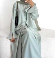 doux Nida tissu cravate fermeture avec Abaya intérieure et écharpe 3 pièces ensembles femmes robe musulmane pour le Ramadan