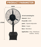 Ventilateur sur pied électrique à refroidissement par eau de 26 pouces, 3 vitesses de vent, grand réservoir d'eau de 40 L, ventilateur à brume industriel pour la maison