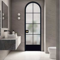 Porte intérieure en alliage d'aluminium avec double vitrage, design moderne, finition tempérée imperméable