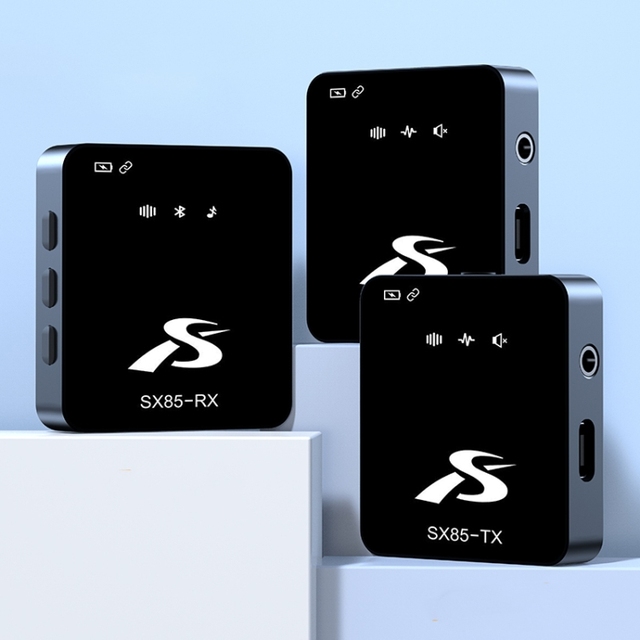 Hot Selling SX85 1 TX + 2 RX Square Smart Noise Reduction Lavalier Wireless Microphone