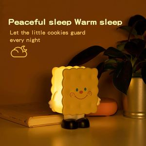 Creative Biscuit Cookie Warm Night <b>Light</b> Battery Powered Portable Eye Caring Cute Bedroom <b>Sleep</b> Home Use Children's Gift - Product Image 3