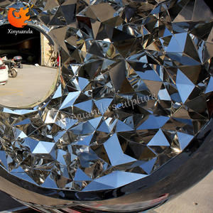 Sculpture de miroir circulaire abstraite en métal, grande taille, en acier inoxydable, pour extérieur, sur mesure - Product Image 5