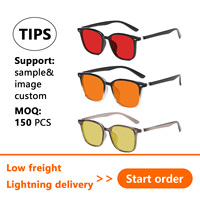 Gafas de Sol Unisex con Marco Metálico Ultraligero Estilo Ojo de Gato, Lentes Anti-luz Azul, Protección UV, en Naranja, Rojo y Amarillo