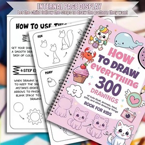 Gran Oferta: Cuaderno Personalizado para Niños - Cómo Dibujar <span class=keywords><strong>Todo</strong></span> lo que Hay, 300 Dibujos, Cubierta de Papel, Encuadernación Cosida con Bolígrafo para Práctica de Escritura - Product Image 2