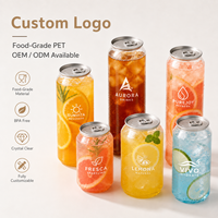 Bouteille transparente en PET de 330 ml et 500 ml pour boissons gazeuses, personnalisable avec logo, avec couvercle facile à ouvrir
