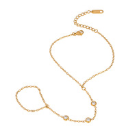 Bracelet en acier inoxydable plaqué or 18 carats sous vide, étanche, durable, inaltérable, avec zircon blanc et maillons géométriques, idéal pour un anniversaire
