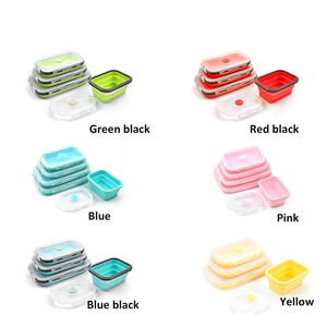 Fiambrera cuadrada plegable de silicona cuadrada resistente al calor de 800ml, contenedor de tazón de comida - Product Image 2