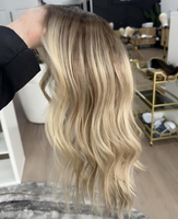 Perruque sans couture en dentelle de luxe blonde dimensionnelle chaude à neutre de qualité supérieure, collection européenne, avec filet diamant pour femmes
