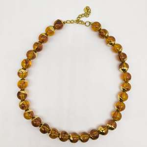 Collares de Cuentas de Acero Inoxidable 316L Chapados en Oro con Forma de Bola Ámbar CBBA-1987 - Accesorio Unisex Elegante y con Estilo - Product Image 1