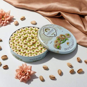 Großhandel Lebensmittelechte Bedruckte Leere Runde Metall-Keksdose aus Recyclingmaterialien für Süßigkeiten, Schokolade & Zucker - Product Image 6