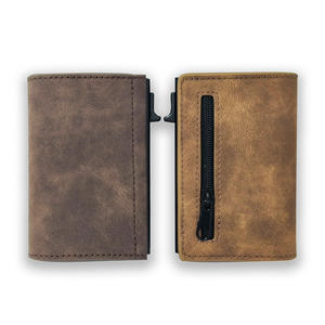 <span class=keywords><strong>Portefeuille</strong></span> pour homme personnalisé, design élégant, en aluminium fin avec blocage RFID, en cuir véritable pour le rangement des cartes de crédit - Product Image 3