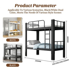 Lits superposés en métal pour adultes, lits en acier robustes, pour dortoir, chambre à coucher, appartement, avec barrière de sécurité, OEM personnalisé - Product Image 5