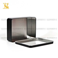 Tin smaker Custom Printed Rechteckige Metall dose Box OEM & ODM Lebensmittel qualität Schwarz Fenster Blechdose Recycelbare Deckel Verpackung Großhandel