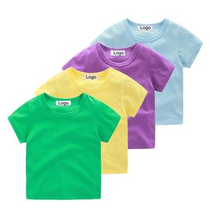Enfants T-Shirt à manches courtes Logo personnalisé impression vêtements d'extérieur couleur unie vierge douce enfants fille garçon t-shirts - Product Image 3