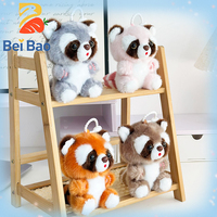 Porte-clés en peluche fabriqué en usine, en coton PP, super doux, en forme de panda de dessin animé, en stock pour breloque de sac