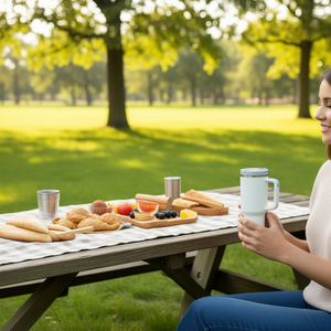 Gobelet isotherme Hipdeer 40 oz en acier inoxydable avec poignée et couvercle anti-fuite pour boissons chaudes et froides en déplacement - Product Image 2