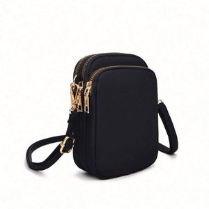 Sac à bandoulière noir, mini sac pour téléphone, sac messager en tissu Oxford pour femmes - Product Image 3