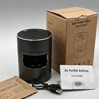 Cendrier portable multifonctionnel 3-en-1 avec purificateur d'air |   Filtre à cigarettes HEPA rechargeable avec briquet intégré pour usage domestique et hôtelier