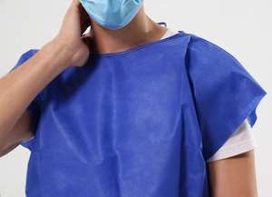 Gaun Pasien Sekali Pakai 3-lapis SMS Tanpa Lengan Seragam Pasien Rumah Sakit Klinik Nonwoven Pemeriksaan Fisik Gaun Kemoterapi - Product Image 4