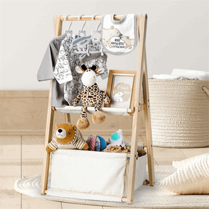 Armadio Portaoggetti in Legno <span class=keywords><strong>per</strong></span> Neonati, Espositore <span class=keywords><strong>per</strong></span> Abbigliamento da Neonato, Ideale <span class=keywords><strong>per</strong></span> Baby Shower e <span class=keywords><strong>Cameretta</strong></span> - Product Image 1
