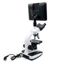 Microscope biologique avec écran LCD numérique de 10,1 pouces, trinoculaire, objectifs à huile 4X-100X pour l'enseignement en laboratoire scolaire