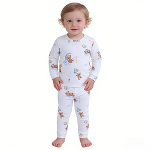 Conjunto de 2 Piezas de Pijamas de Bambú <span class=keywords><strong>y</strong></span> Spandex Orgánico para Bebés Recién Nacidos, Niños <span class=keywords><strong>y</strong></span> Niñas, Blancos, para Mamá <span class=keywords><strong>y</strong></span> Bebé - Product Image 1
