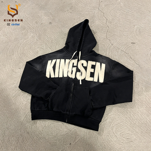 Conjunto de Sudadera y Pantalones Deportivos de Dos Piezas para Hombre, Personalizado OEM, de Tela Gruesa, con Parches Bordados y Efecto Desgastado - Product Image 3