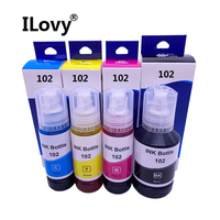 Encre à base de colorant de recharge de 102 bouteilles compatible avec Epson ET2700 ET2750 ET3700 ET3750 ET4750 CMYK imprimante à jet d'encre 4 couleurs 102 encre à colorant