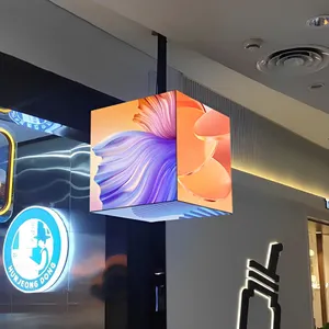 HD P2.5 P3 P3.91 P4mm LED kubus Multi wajah tahan air layar tampilan LED toko pasar dalam ruangan luar ruang iklan LED dinding Video