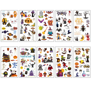 PARTYMENT Pegatinas de Tatuajes de Dibujos Animados para Halloween, Recuerdos para Fiestas, Divertidas Pegatinas de Tatuajes con Cara de Calabaza - Product Image 1
