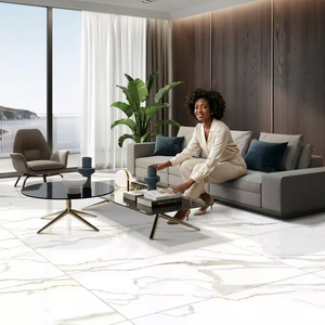 Azulejos de Cerámica Norwell Staturio 600x1200x9mm, Aspecto de Mármol Moderno, Azulejos de Porcelana Esmaltada, Azulejos Negros Premium para Piso - Product Image 1