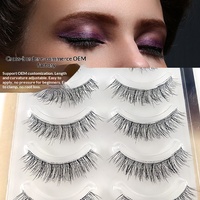 Faux cils naturels 3D en cheveux humains, 15 mm, faits à la main, tige transparente, épais et recourbés, vente en gros