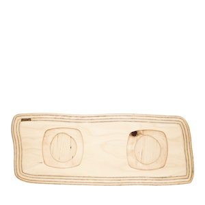Tavolino da portata in legno a due pezzi con doppie tazze per bevande e snack - Product Image 1