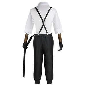 Disfraz de Cosplay de Atsushi Nakajima de Bungo Stray Dogs, Camisa Blanca, Pantalones Negros, Tirantes, Corbata, Guantes, Conjunto Completo, Juego de Rol de Anime - Product Image 3