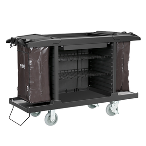 Chariot de <span class=keywords><strong>service</strong></span> et de nettoyage BAIYUN CLEANING AF08172A gris et jaune en PP avec deux portes pour le <span class=keywords><strong>service</strong></span> en chambre d'hôtel et la zone de <span class=keywords><strong>service</strong></span> des boissons - Product Image 4