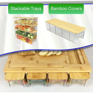 Tabla de cortar duradera y respetuosa con el medio ambiente, tabla de cortar de bambú para el hogar, tipo de cajón de bambú, clasificación de compartimentos - Product Image 6