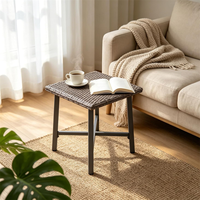 Table d'appoint moderne en rotin pour extérieur, table d'appoint en osier avec pieds en métal, table basse pour patio, jardin, balcon