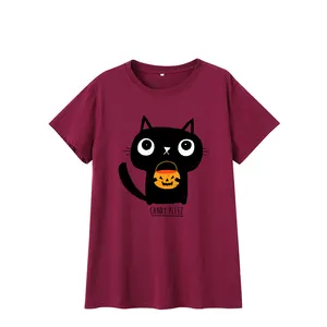 חולצה שמלת חתול עיצוב Suppliers-האחרון עיצוב שחור חתול לוגו הדפסת T חולצה חולצות חמוד קצר שרוול נשים חולצת טי