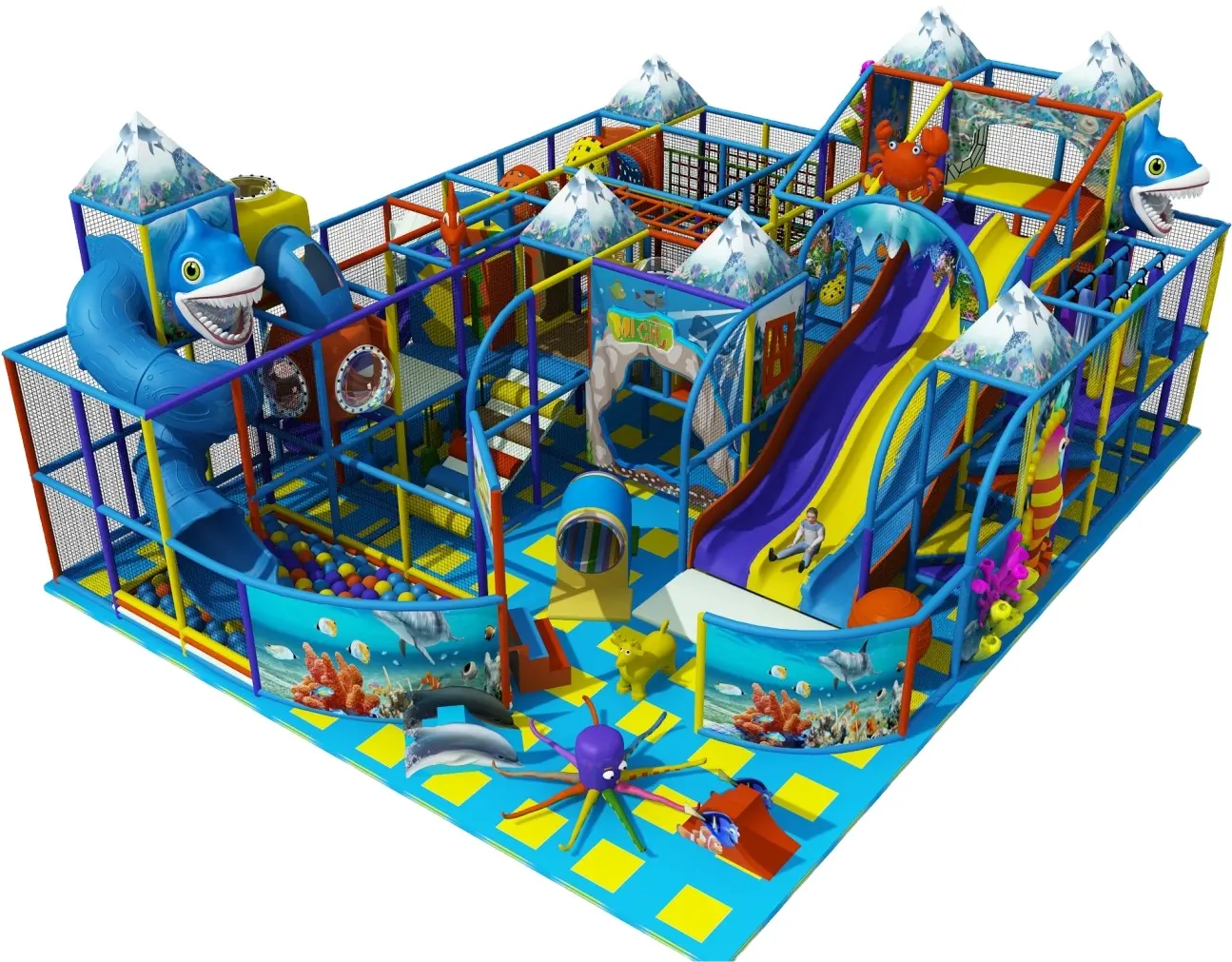 2024 nouveau design installations de parc d'attractions Soft Play Kids Sports Playground équipement de terrain de jeu intérieur Play Center toboggan